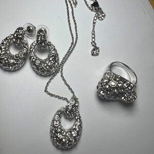 Brand New Never Worn, Swarovski Crystal Rarely Set necklace, earrings, ring sz58
